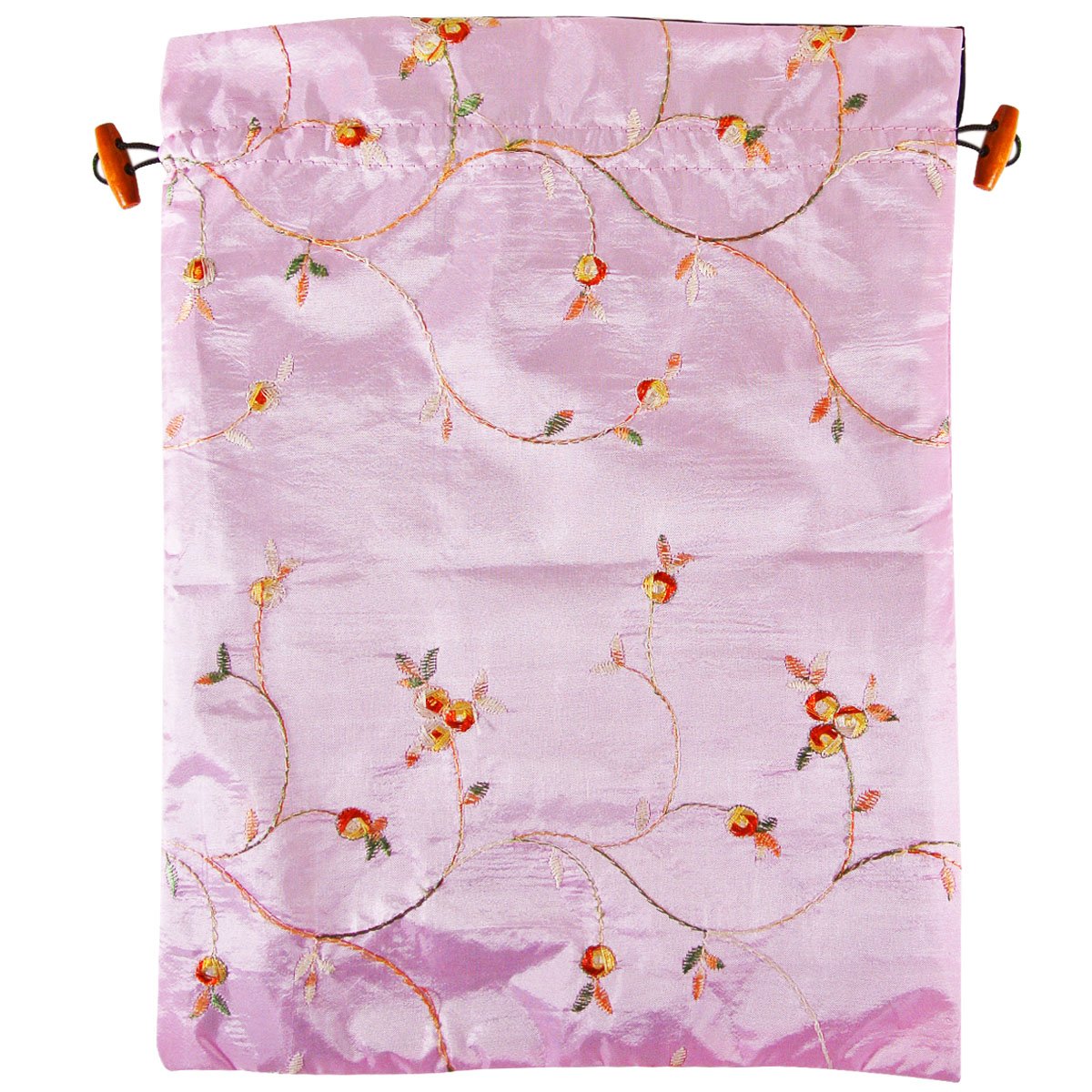 Wrapables Embroidered Silk Travel Bag for Lingerie & Shoes - Elegant Pink Organizer for Vacation, Bridal Shower & Honeymoon Packing