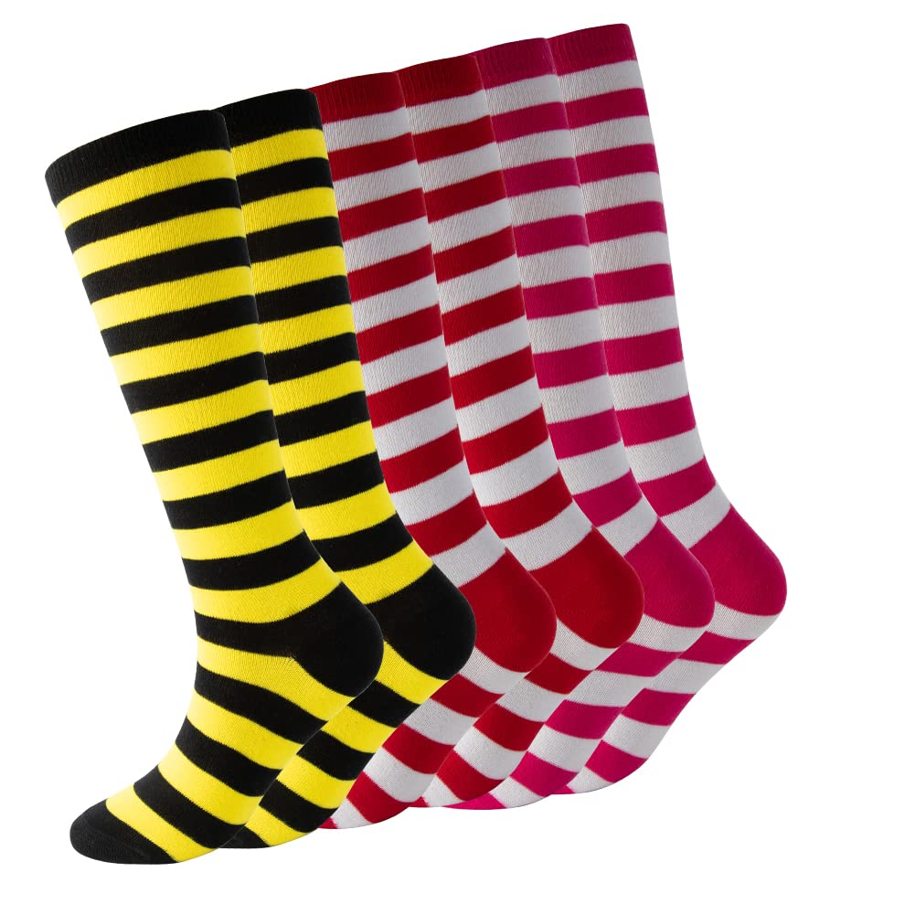Kids' Knee High Striped Cotton Socks - Breathable Athletic Tube Socks for Girls - Perfect for School, Sports & Playtime
