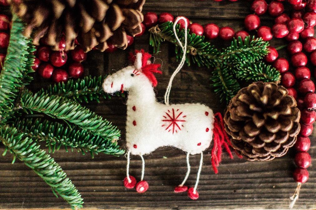 Snowflake the Horse Christmas Ornament - Handmade Holiday Decor for Tree, Gift, or Home Decoration