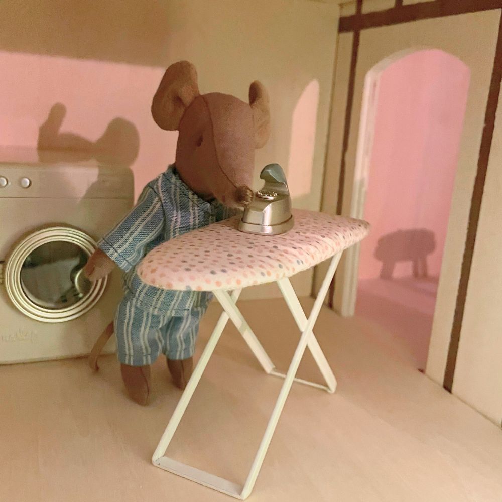 Maileg Miniature Mouse Ironing Board & Iron Set - Pretend Play Toy for Kids, Dollhouse Accessories - Perfect for Imaginative Play & Role-Playing Games