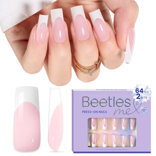 64Pcs Long Square Press On Nails