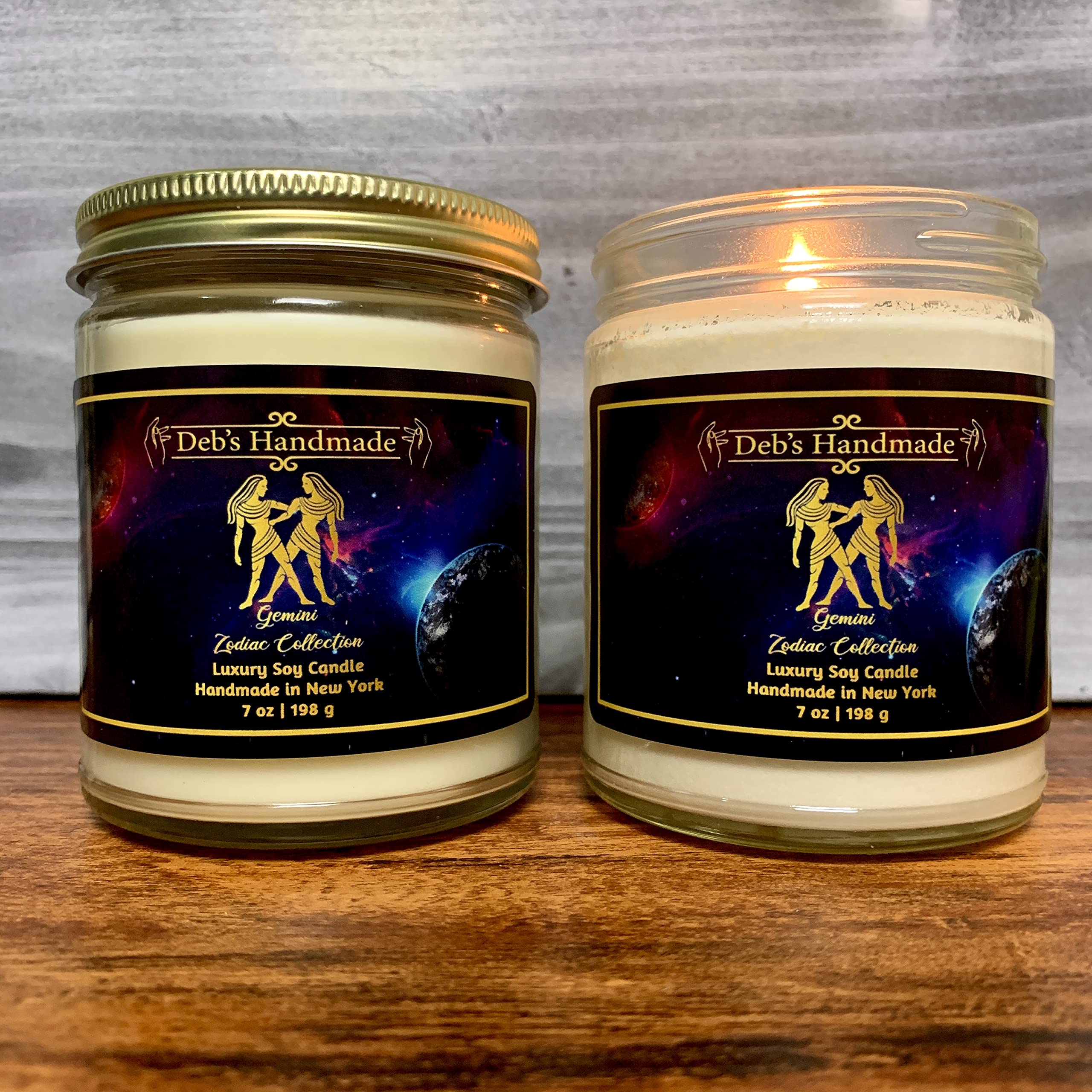 Gemini Soy Wax Candle - Natural Zodiac Gift for Home Decor | Birthday & Housewarming | Peach Bellini Scent for Relaxation