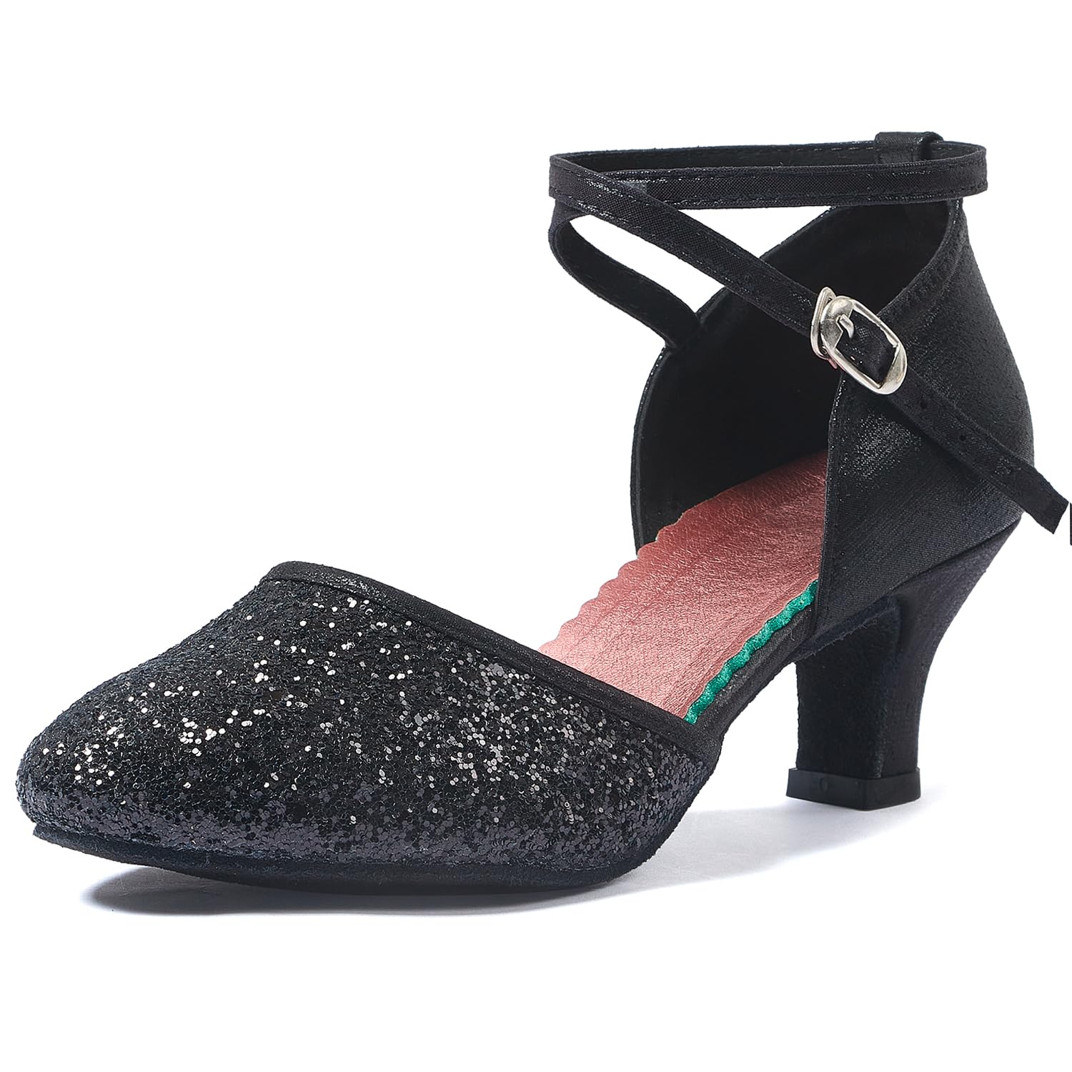 iCKER Women's Latin Dance Shoes - Heeled Ballroom Salsa Tango Party Sequin Shoes for Weddings, Performances & Social Dancing