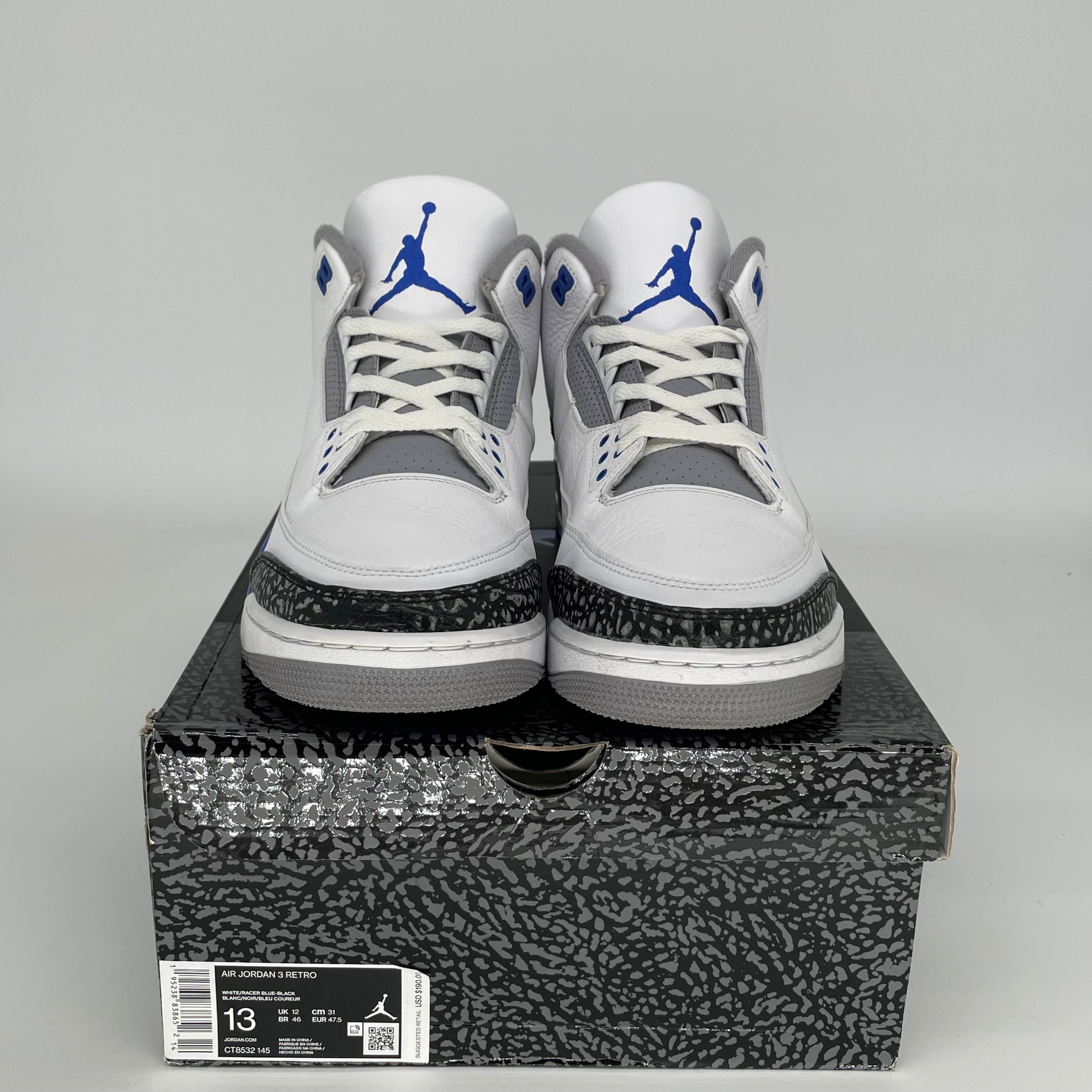 AIR JORDAN 3 RACER BLUE Men's Basketball Shoes Size 13 - Official Retro Sneakers CT8532-145 for Running, Gym & Streetwear Fashion
