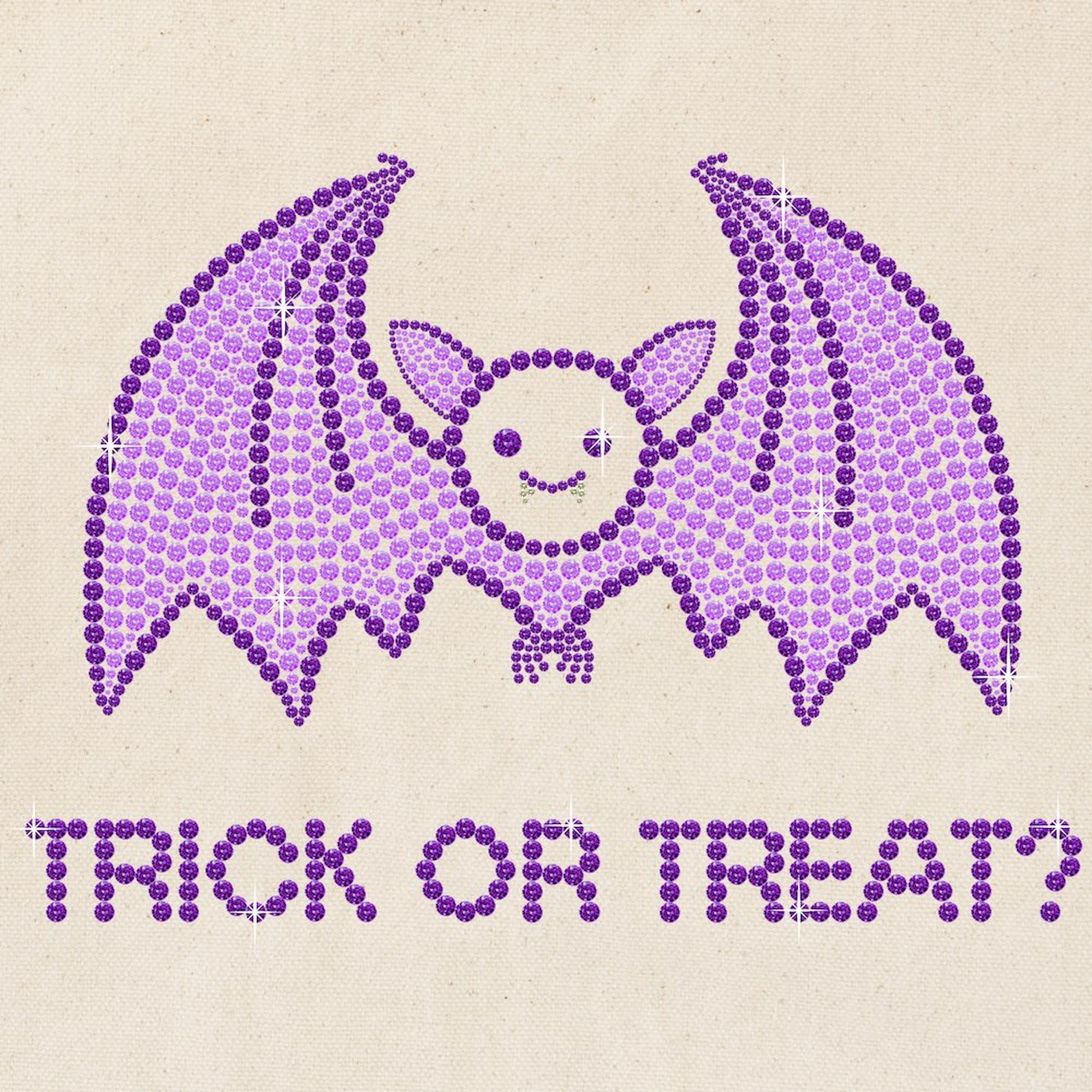 Cute Halloween Rhinestone Bat Tote Bag - Natural Canvas Reusable Shopping Bag for Women, Groceries, Beach & Everyday Use