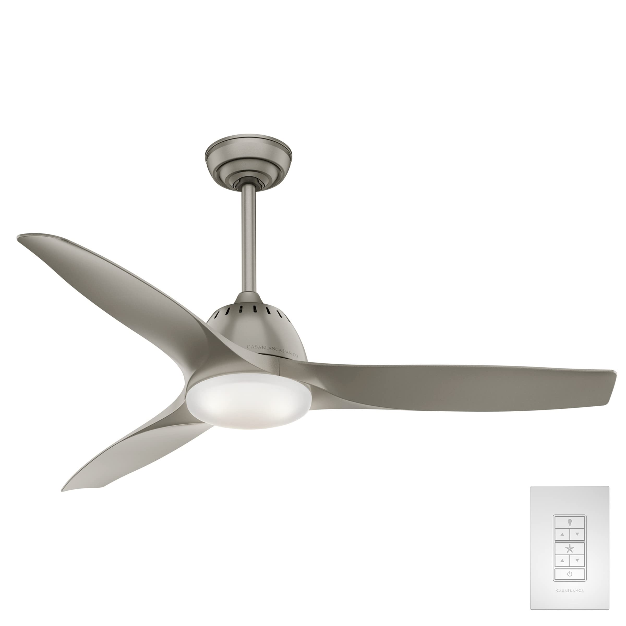 Casablanca Wisp Indoor Ceiling Fan with LED Light and Remote Control - Quiet DC Motor, 3 Speeds, Reversible Blades - Perfect for Bedroom, Living Room & Home Office