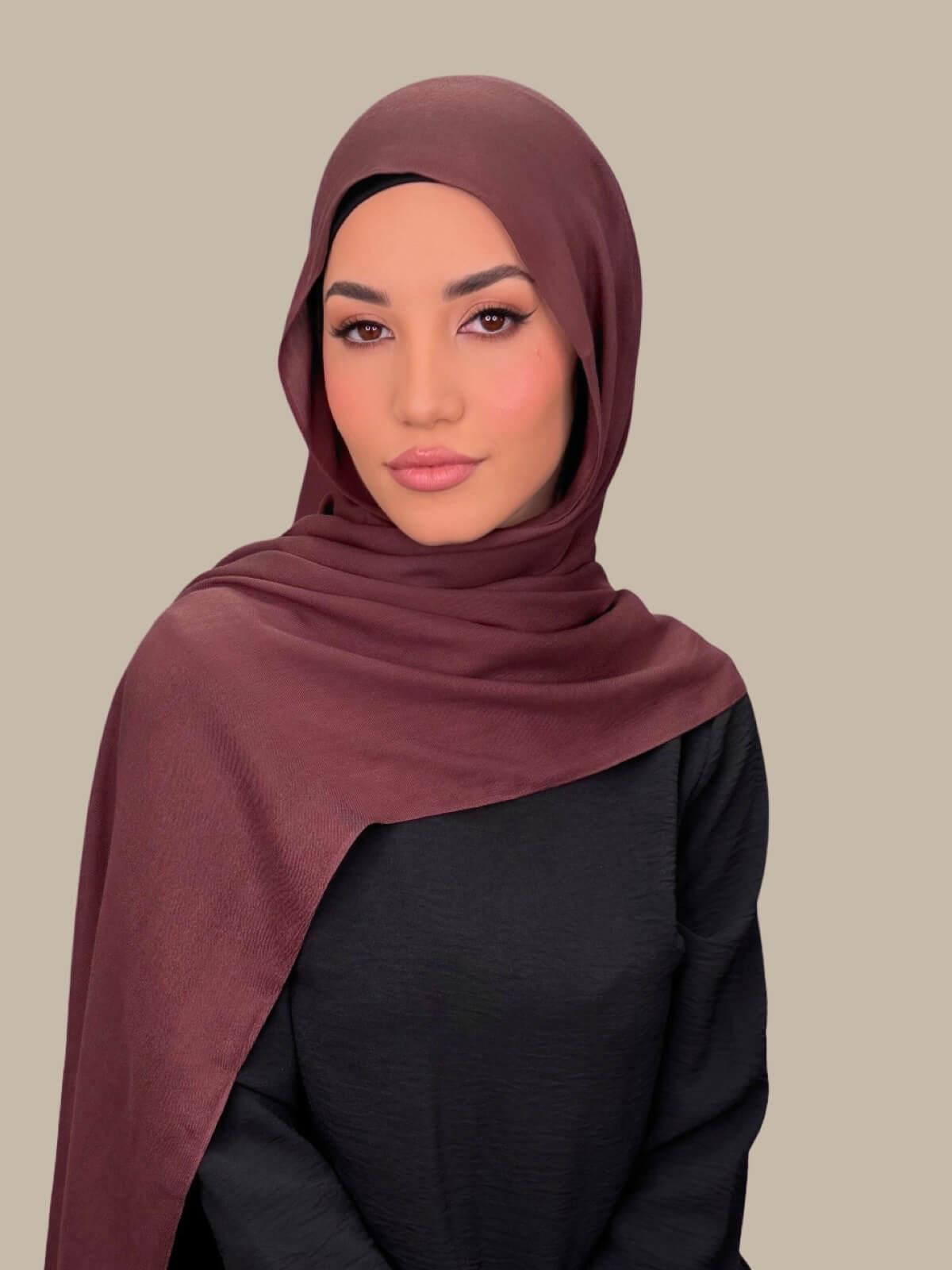 Premium Cotton Modal Hijab Scarf - Soft & Breathable Raisin Brown - Perfect for Daily Wear, Prayer, and Fashion Accessories
