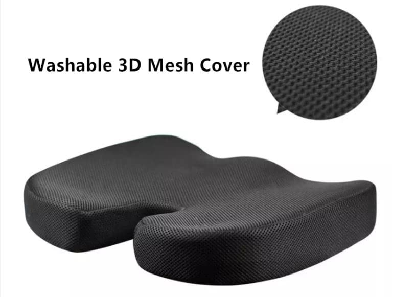 Premium Orthopedic Memory Foam Seat Cushion - Coccyx & Tailbone Pain Relief for Car, Office, Gaming & Boat Seats - Sciatica Support Pillow with Velvet Cover (Blue) - Perfect for Long Drives, Work from Home & Back Pain Relief