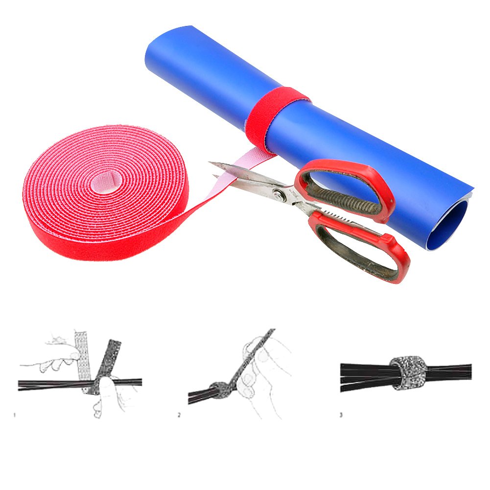 5-Pack Reusable Hook & Loop Cable Ties - 33ft Nylon Fastening Straps for Wire & Cord Organization - Perfect for Home, Office, and Car Cable Management