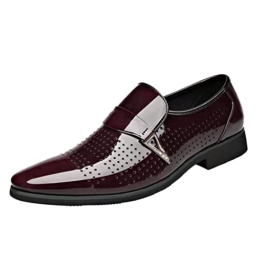 Classic Style Men's Leather Shoes with Metal Buckle & Diamond Cutout - Breathable Business Casual Pointed Toe White Sneakers for Men | Perfect for Office, Wedding & Formal Occasions