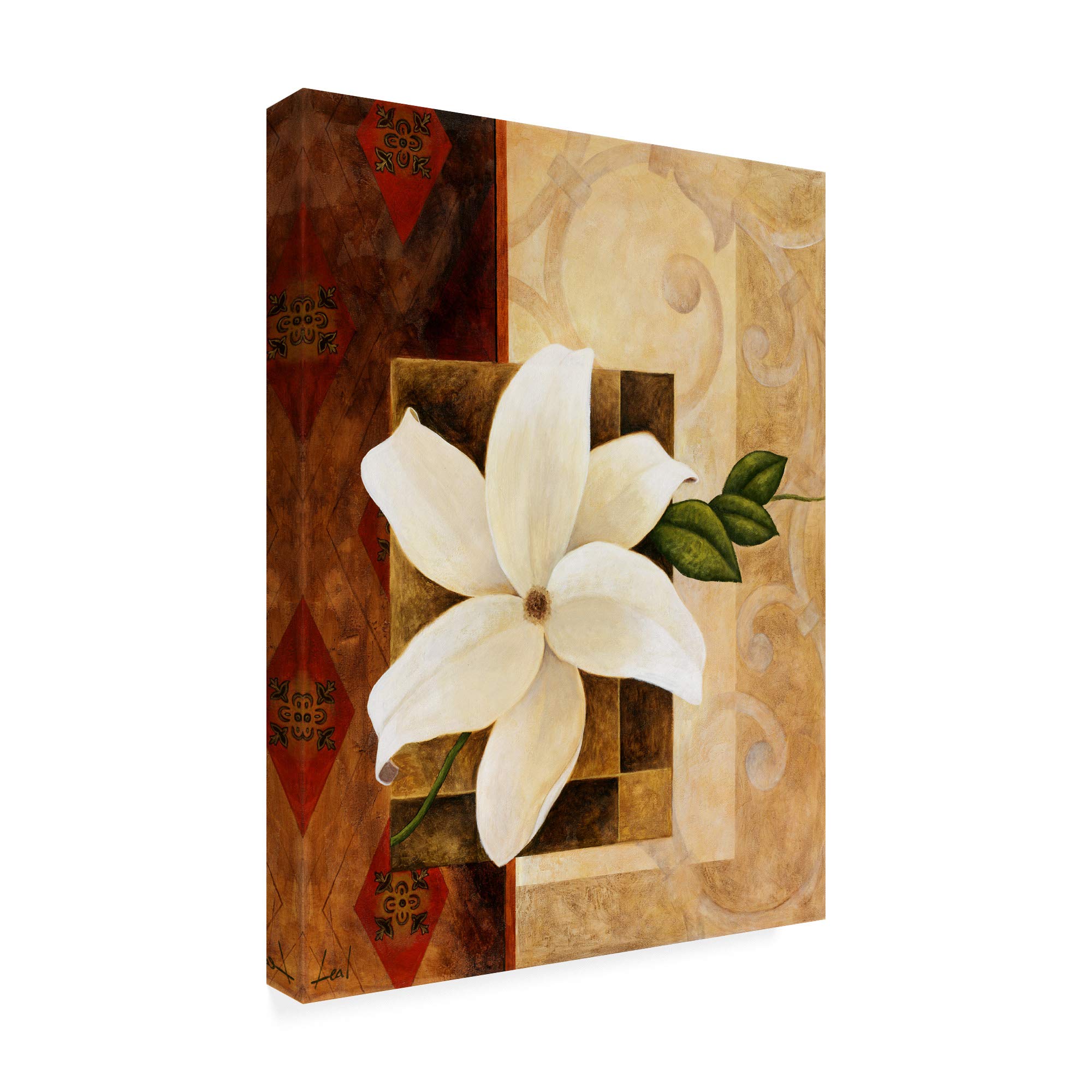 Pablo Esteban Floral Beige Art Print 35x47 - Elegant White Flower Wall Decor for Living Room, Bedroom & Office | Trademark Fine Art