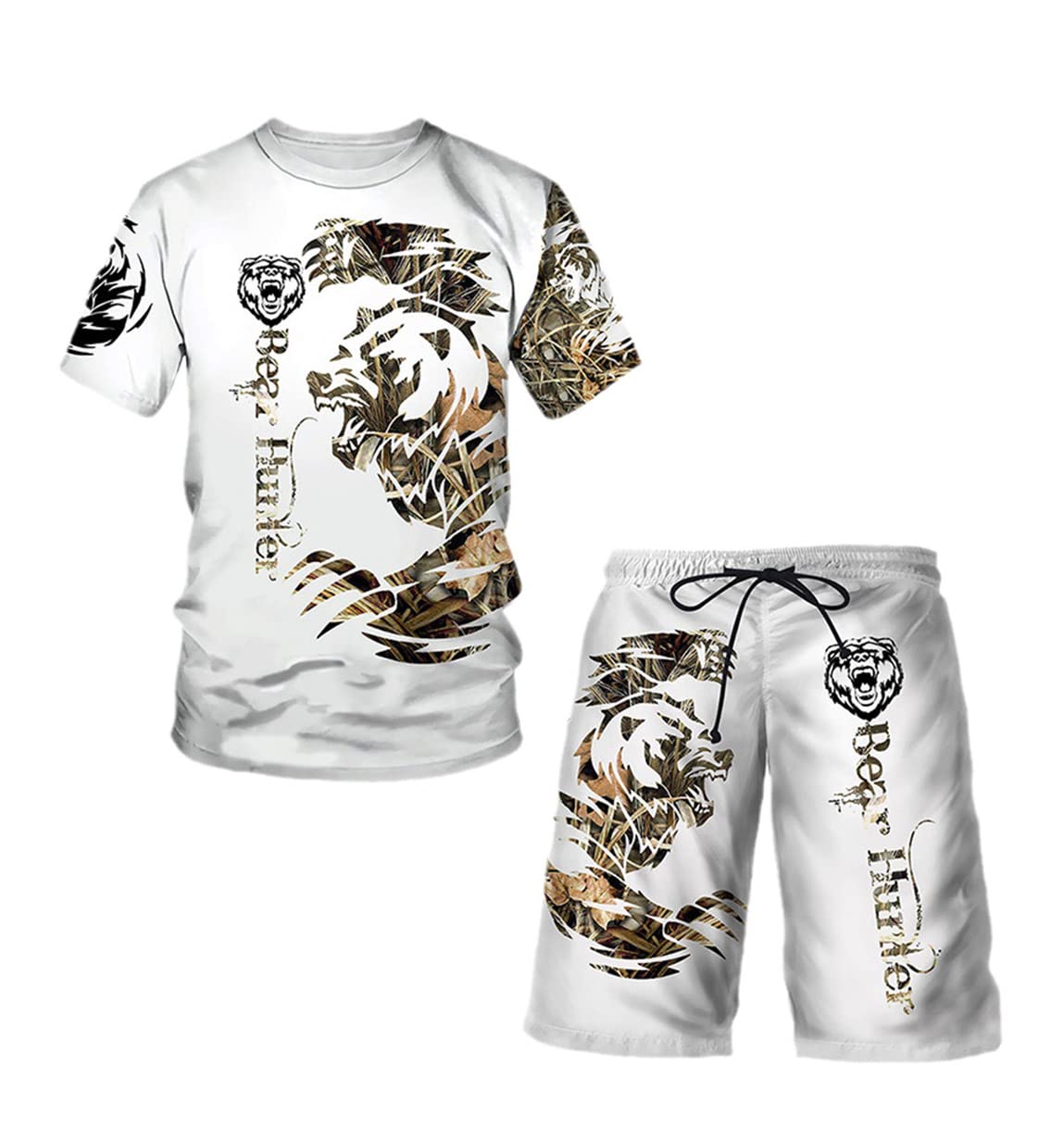 3D Tiger Print Men's T-Shirt & Shorts Set - Casual Sportswear Tracksuit for Gym, Running & Streetwear Fashion