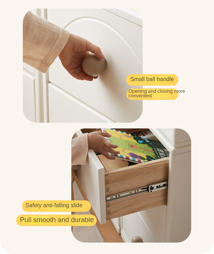 Pine Solid Wood Cream Kids Dresser with 5 Drawers - Nursery Storage Cabinet for Baby Clothes & Toys - Perfect for Bedroom, Playroom & Daycare Organization