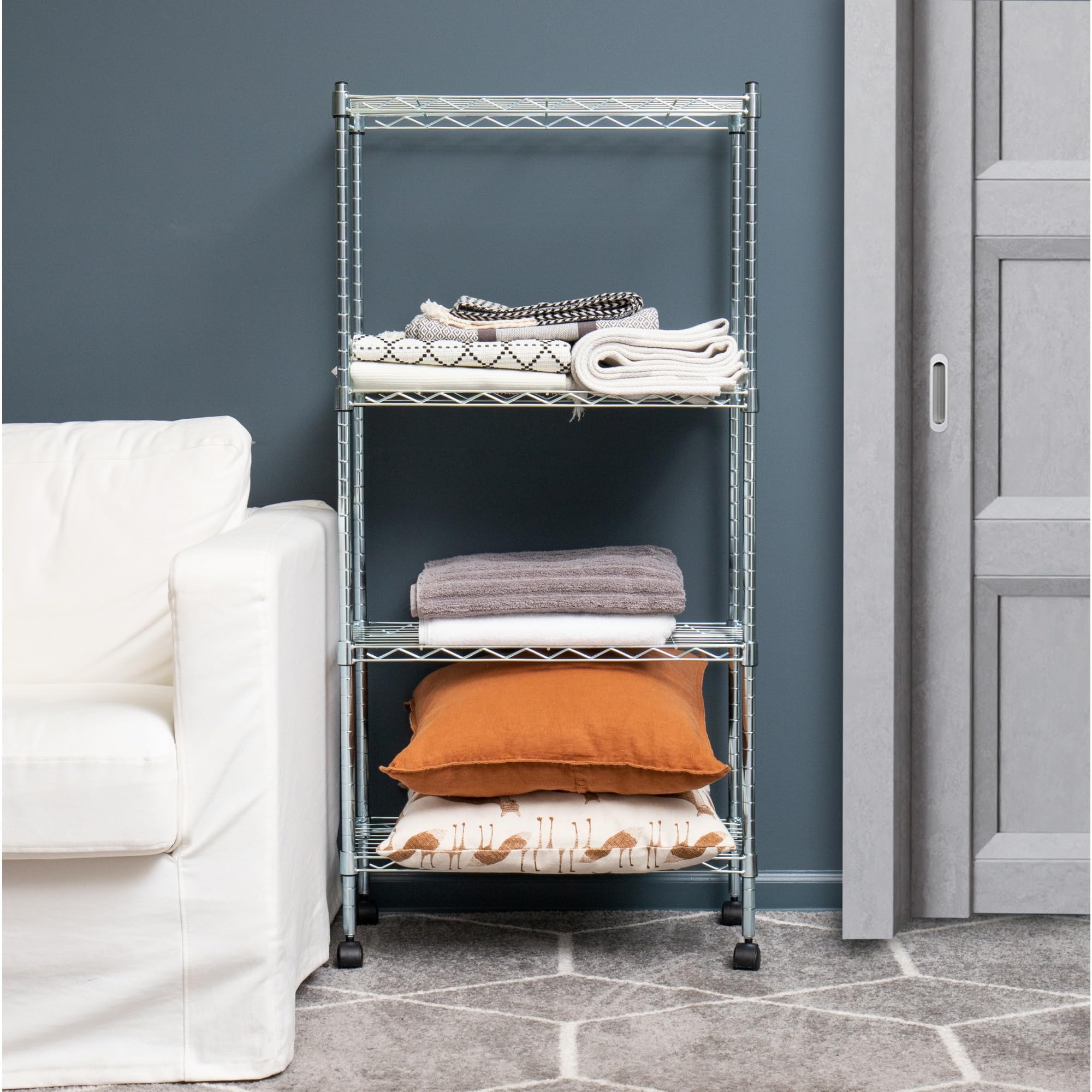 Mind Reader 5-Tier Metal Storage Shelves with Wheels - 23.25