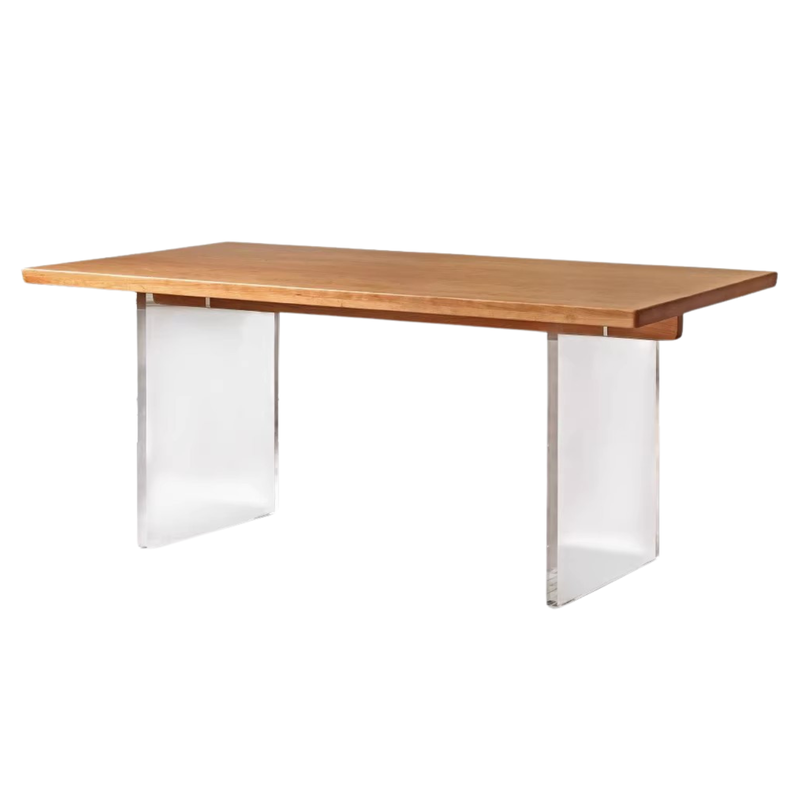 Solid Oak & Cherry Wood Acrylic Suspension Dining Table - Modern Floating Design for Small Spaces, Kitchens & Contemporary Dining Rooms
