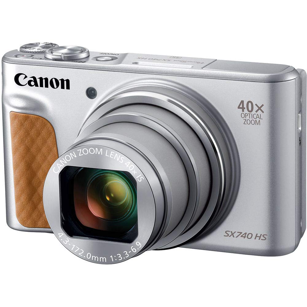 Canon PowerShot SX740 HS 20.3MP Digital Camera with 40x Optical Zoom - Silver (Renewed) + SanDisk 64GB Memory Card, 12