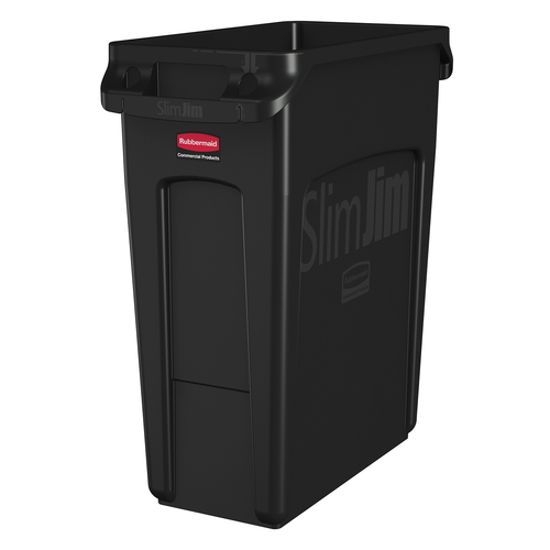 Rubbermaid Slim Jim 16 Gallon Rectangular Trash Can - Black - Durable Kitchen & Office Waste Bin for Home & Commercial Use