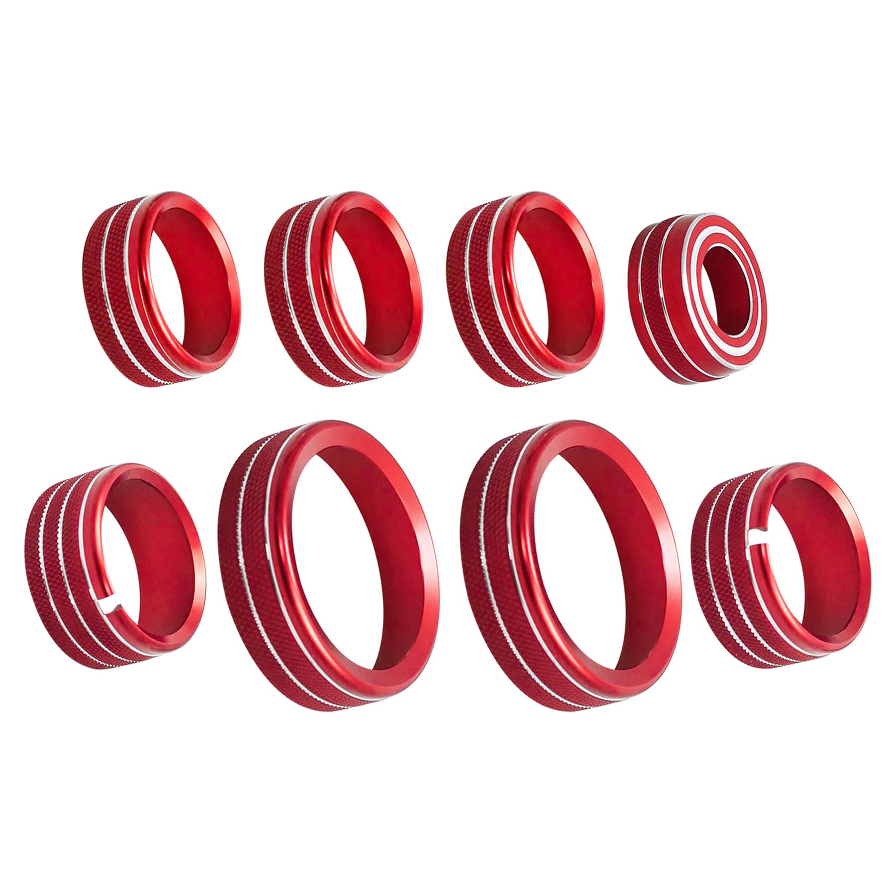 Premium Aluminum Alloy AC Knobs & Center Console Switch Button Covers for Chevy Silverado & GMC Sierra 2014-2018 - 8PCS Red (Upgrade Interior, Easy Installation) - Perfect for Off-Roading, Daily Commuting & Custom Car Modifications