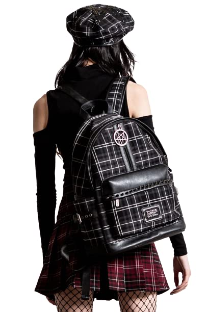 Killstar Speak of the Devil Gothic Punk Backpack - Tartan Plaid Design for School, College & Alternative Fashion | Perfect for Dark Academia & Everyday Use