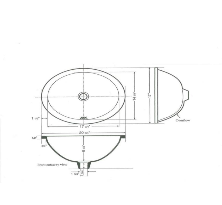 Waterworks Manchester Undermount Oval Vitreous China Bathroom Sink - 20.5 x 17 x 8 Inches, Cool White - Perfect for Modern Bathrooms & Powder Rooms