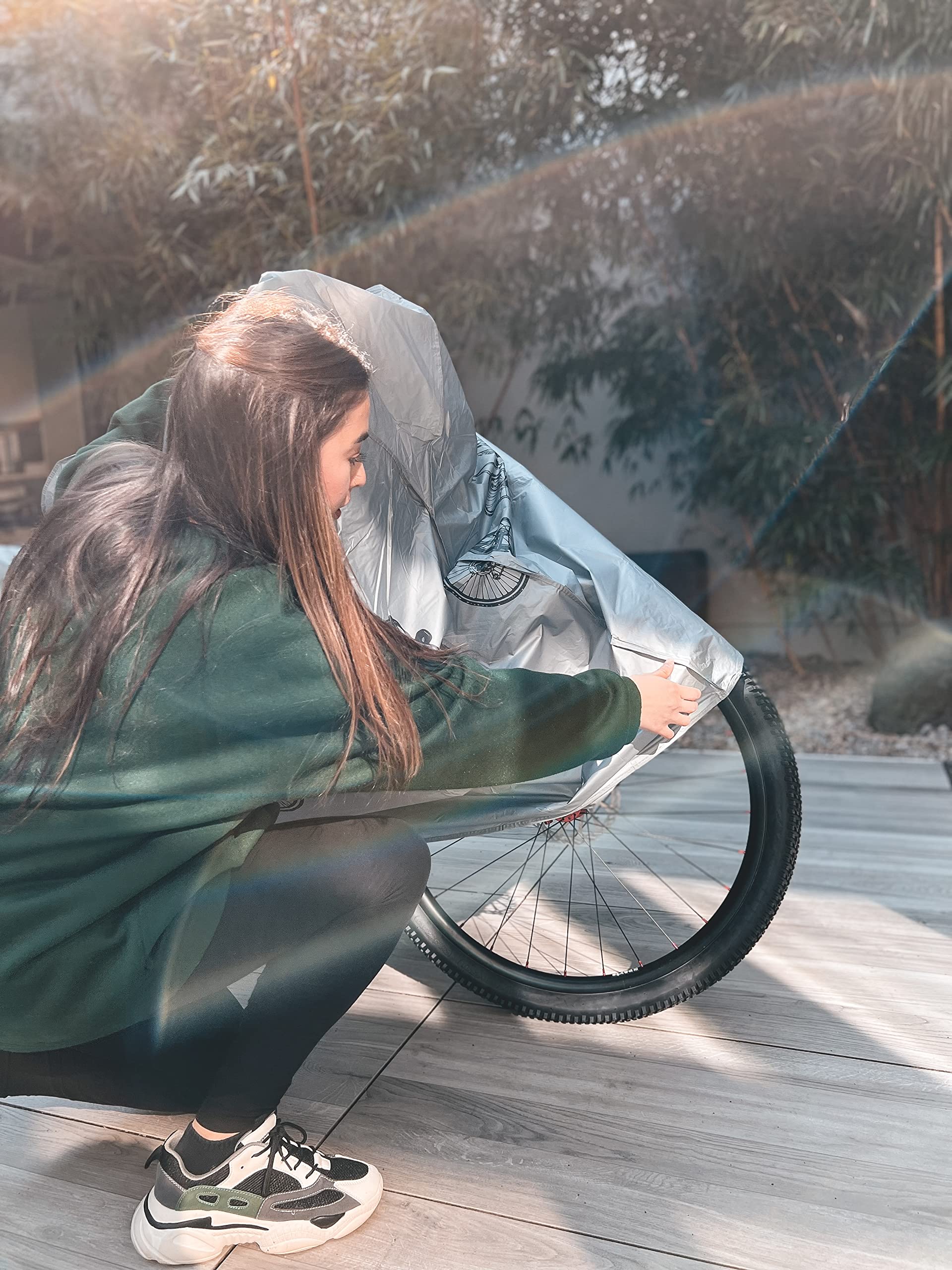 Ventura Velcro Snap Bike Garage Cover - Waterproof & UV Resistant Bicycle Storage for Outdoor Use - Perfect for Garage, Patio, and Backyard Protection