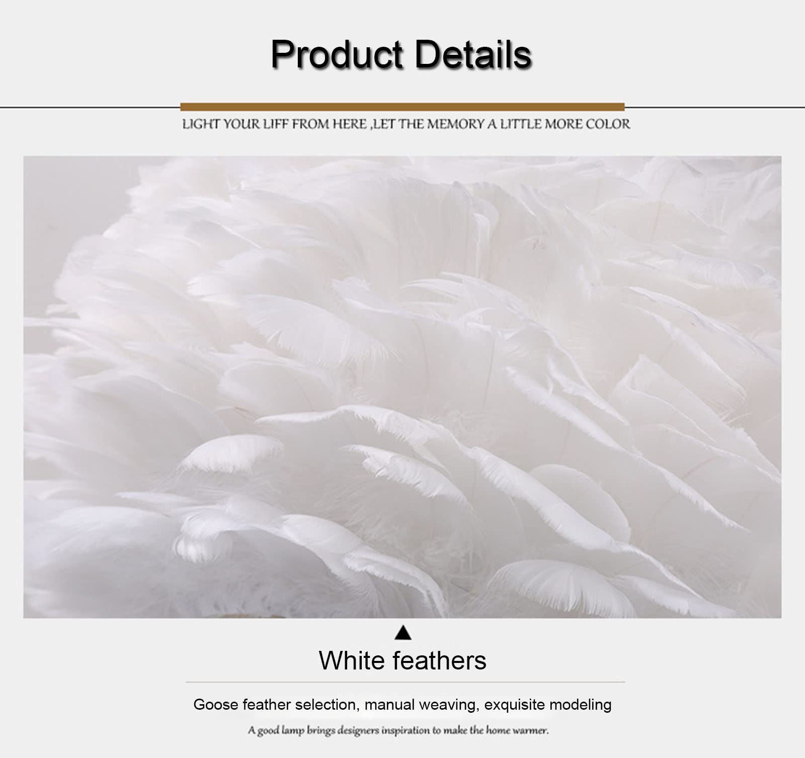 Modern Creative Feather Triangle Table Lamp - Elegant White with Golden Base for Bedroom, Living Room & Hotel Decor - Perfect Nightstand Lamp, Bedside Light & Warm Decoration for Wedding & Home Ambiance
