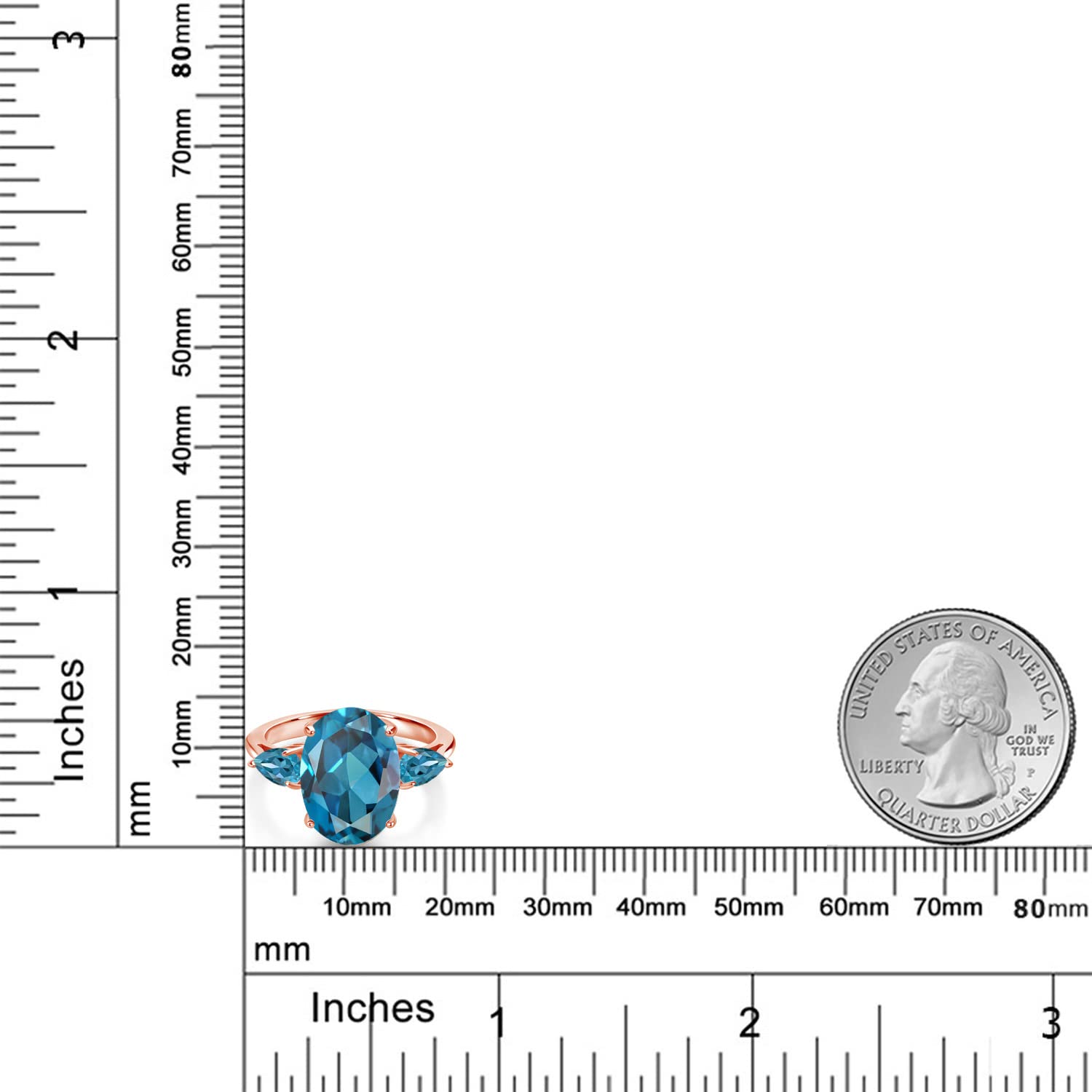 7.30 Ct Oval London Blue Topaz Engagement Ring - 18K Rose Gold Plated Silver, 3-Stone Bridal Jewelry for Women | Perfect for Proposals, Anniversaries & Special Occasions
