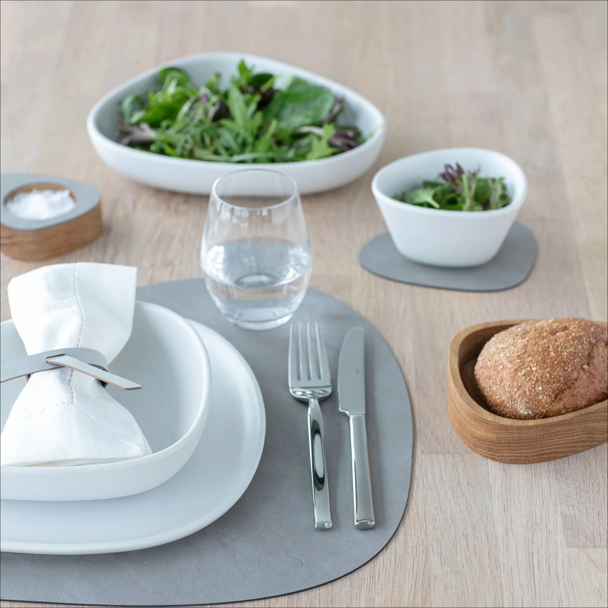 Premium LIND DNA Nupo Curve Table Placemat - Light Grey | Non-Slip Dining Mat for Formal & Casual Settings | Heat-Resistant & Easy Clean for Everyday Use