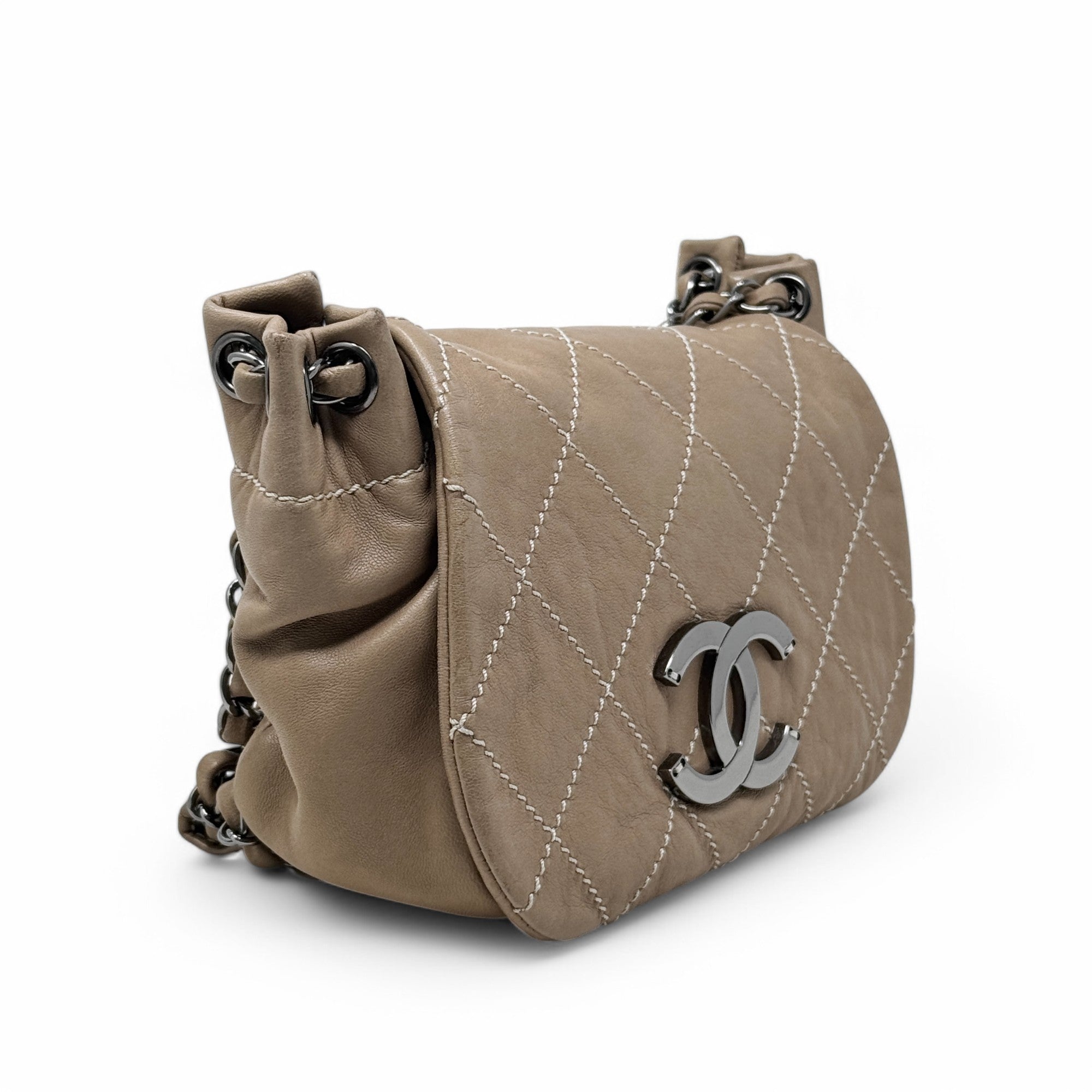 Chanel Brown Chevron Quilted Accordion Flap Bag - Luxury Crossbody Purse for Women, Perfect for Parties & Evening Events