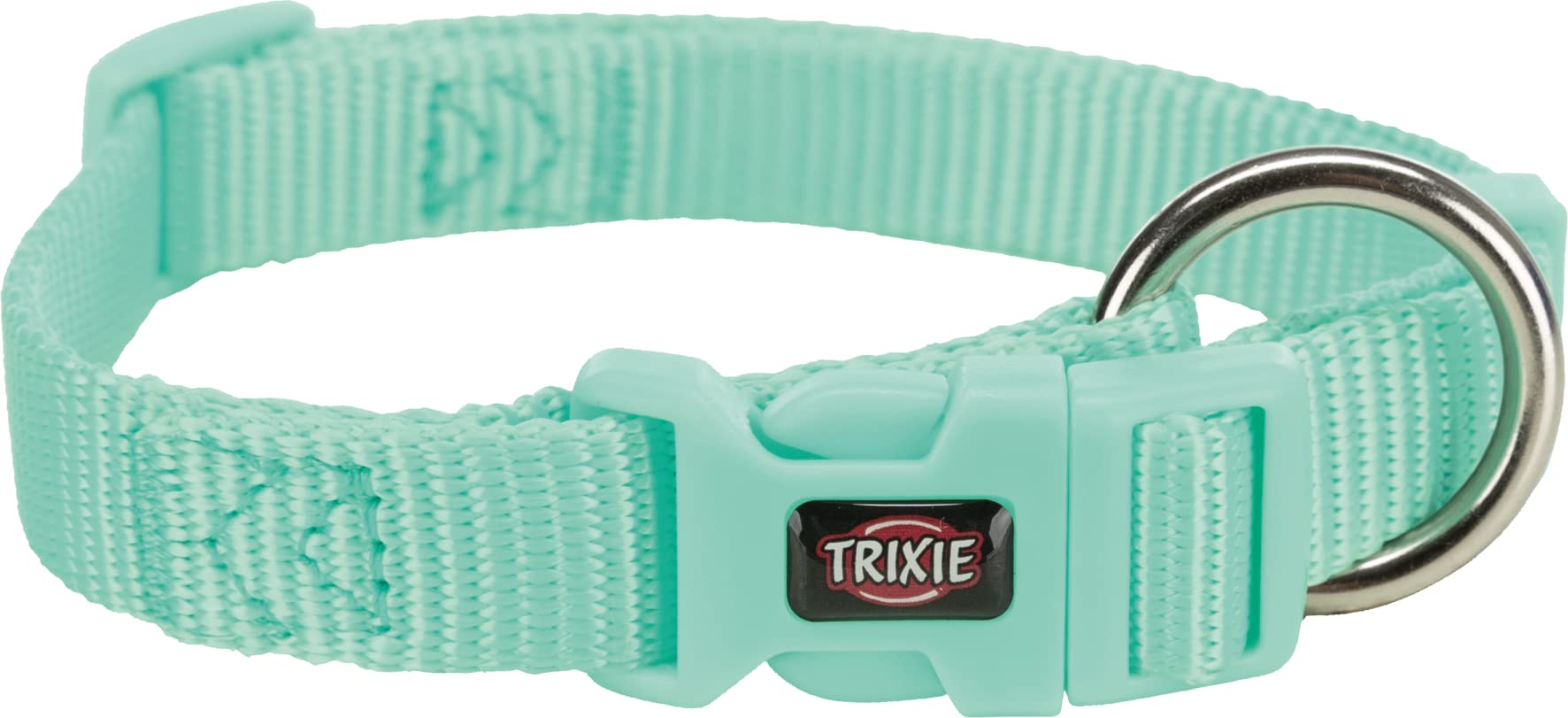 Premium TRIXIE Softline Elegance Adjustable Dog Collar - Nylon Material with Padded Buckle for Comfort (Small-Medium, Mint/Teal, 23cm x 4.5cm) - Perfect for Daily Walks, Training & Fashionable Pet Accessories