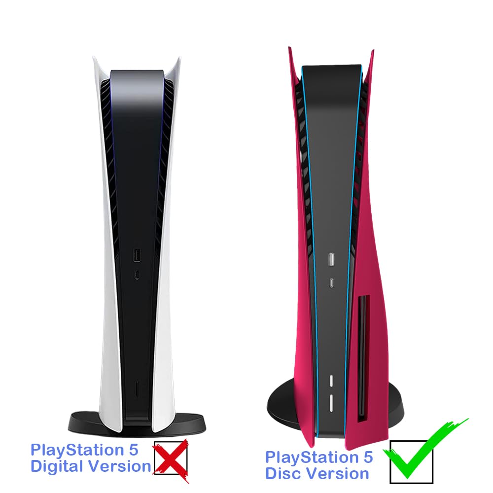 PEYANZ PS5 Faceplate Cover for Disc Edition - ABS Shell, Anti-Scratch, Heat Dissipation & Dustproof Protection with 2 Bonus Controller Silicone Covers - Perfect for Gaming Setup & Console Customization