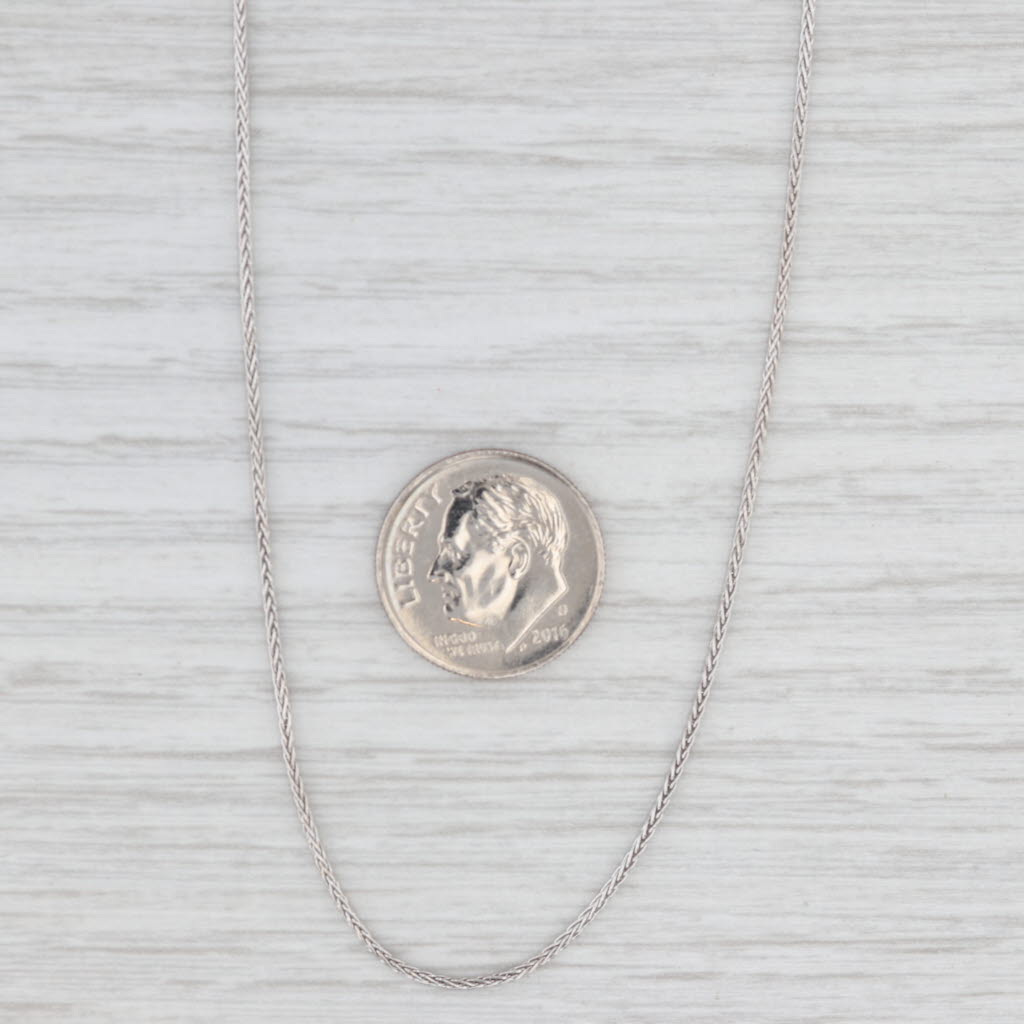 10k White Gold Adjustable Wheat Chain Necklace - 1mm Thin & Up to 22.5