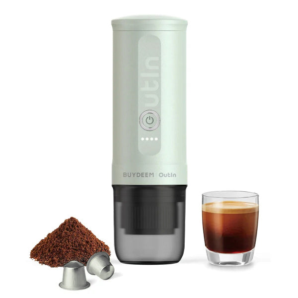 Outin Nano Portable Espresso Maker - Compact Travel Coffee Machine for Camping, Office & Home Use - Fast Brewing Handheld Espresso Maker with USB Charging