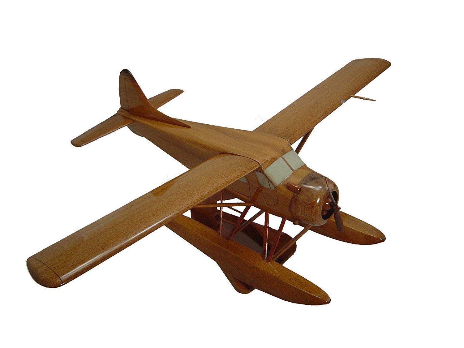 DHC2 Beaver on Floats - Handcrafted Mahogany Wood Desktop Airplane Model - Perfect for Office Decor, Aviation Enthusiast Gifts & Home Display