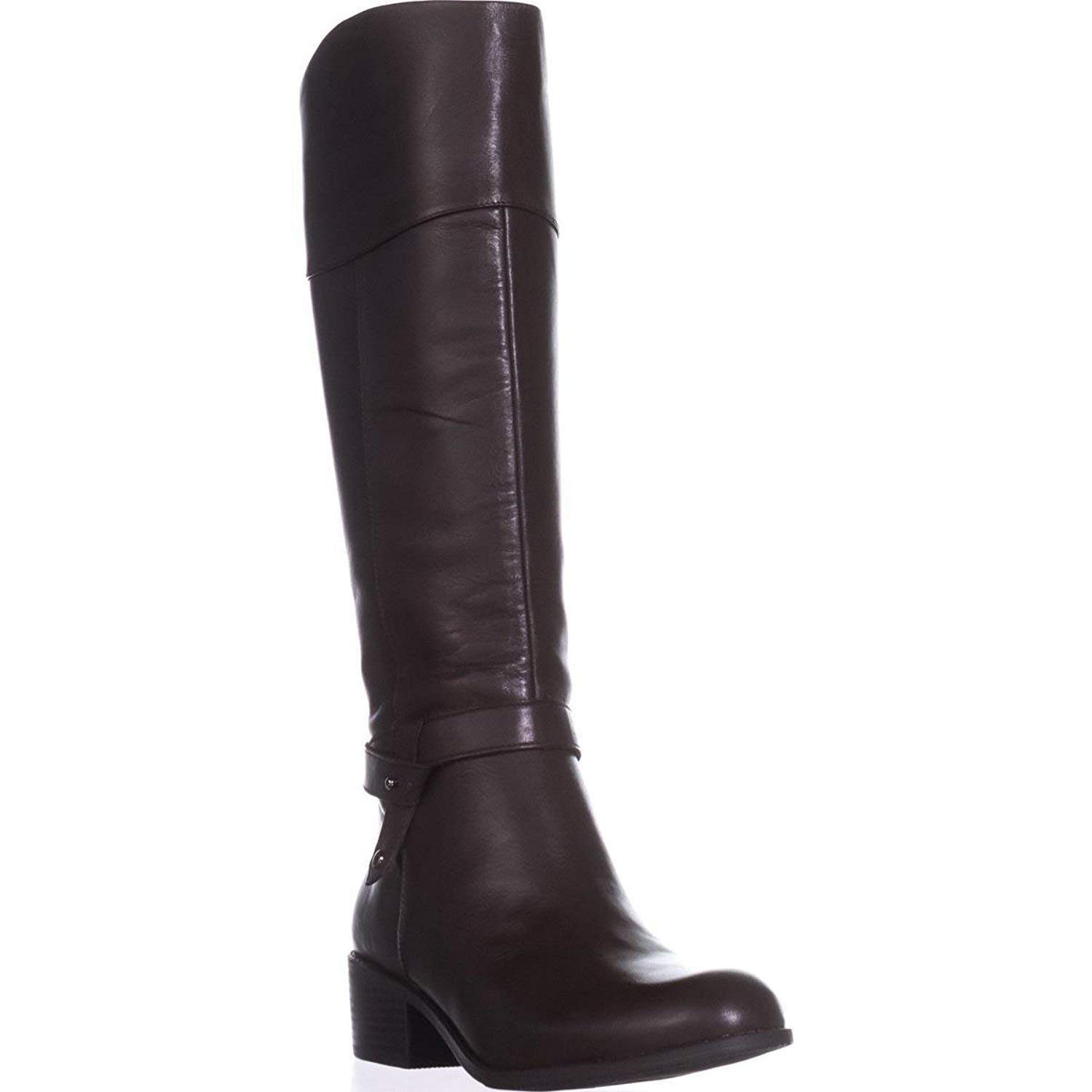 Alfani Women's Berniee Leather Knee High Boots - Round Toe, Size 7.0, Fashionable Cold Weather Boots for Winter Outfits & Office Wear
