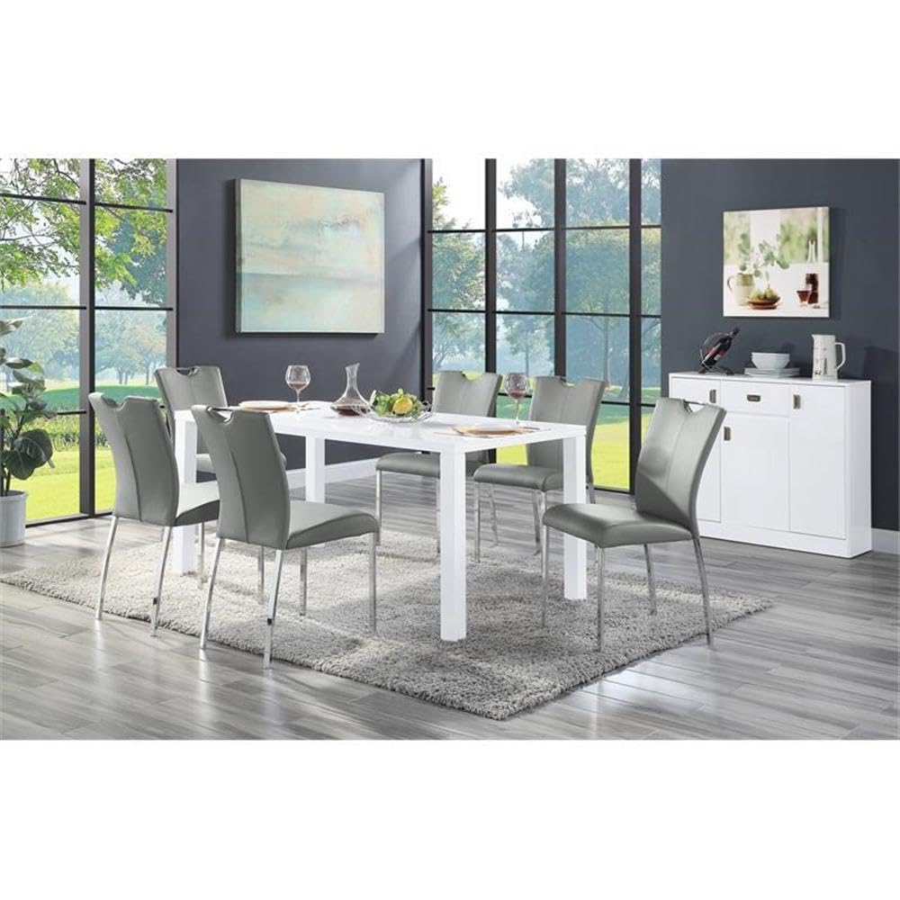 Acme Pagan White High Gloss Wooden Server with Drawer & Adjustable Shelves - Perfect for Dining Room Buffet, Kitchen Storage & Home Organization