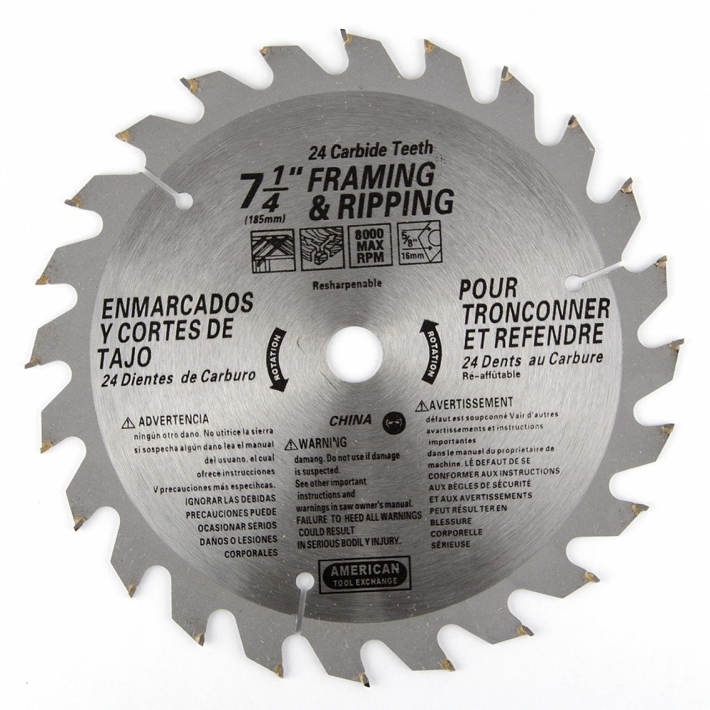 ATE Pro USA 33014 24 Teeth Carbide Blade (2 Pack) - 7-1/4 Inch Circular Saw Blades for Wood Cutting - Perfect for DIY Projects, Carpentry, and Construction Work