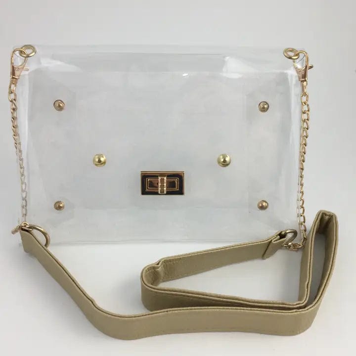 Gold Studded Clear Purse - Stylish Transparent Clutch for Women | Perfect for Parties, Weddings & Evening Events