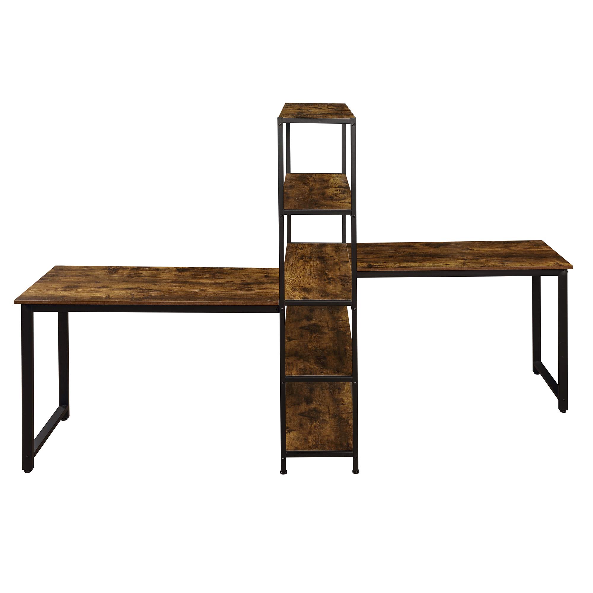 Veryke 2-Person Computer Desk with Shelves & Storage - Home Office & Study Use