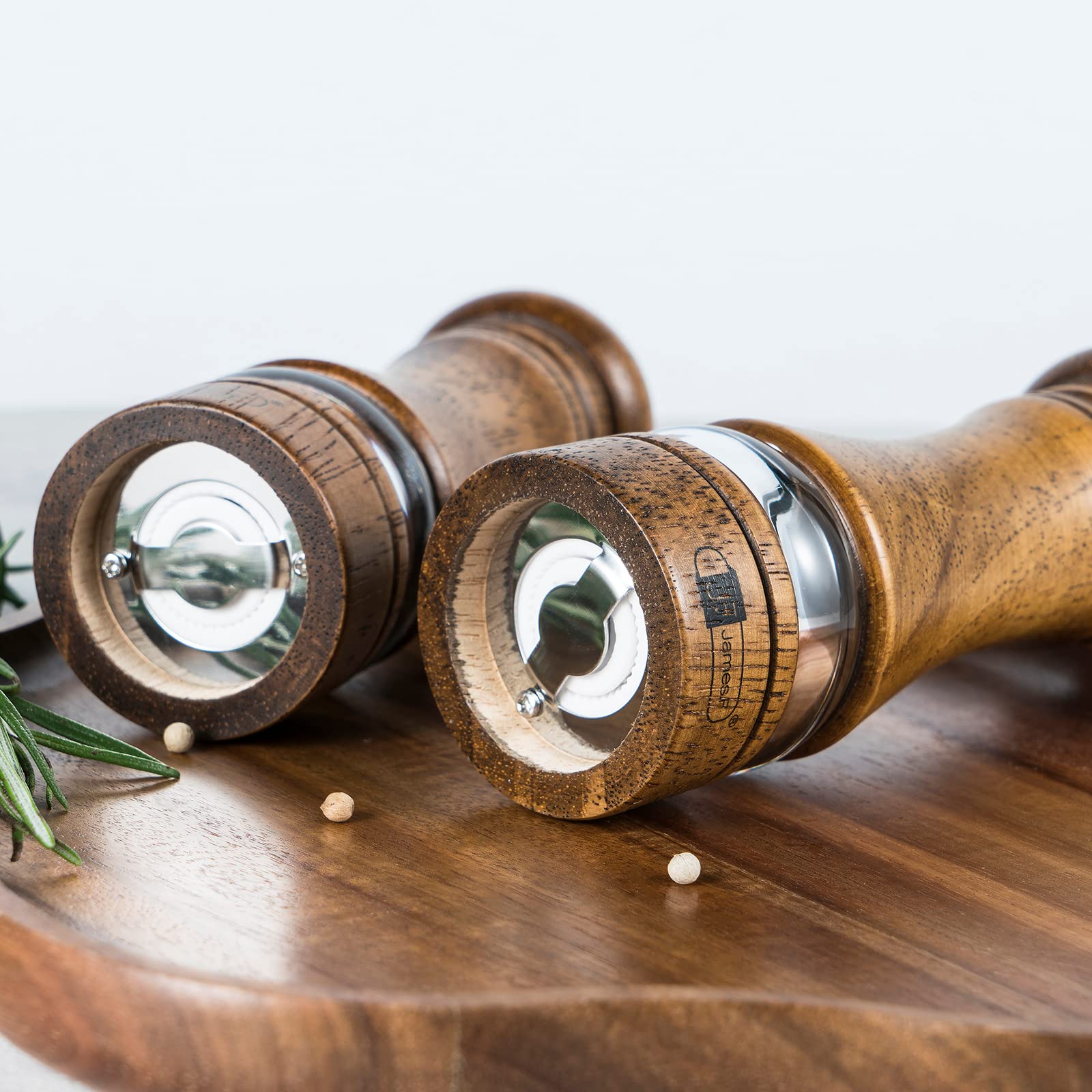Premium Wooden Salt and Pepper Grinder Set - 6.5
