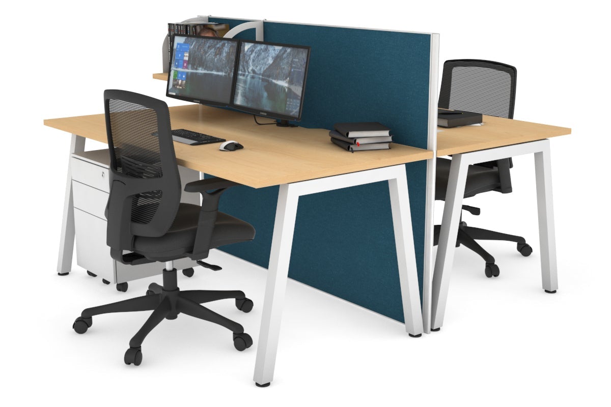 Horizon Quadro 2-Person Office Workstation Bench with A-Legs - 1200L x 800W Dimensions, Cable Management Scallop - Perfect for Shared Workspaces & Collaborative Office Environments