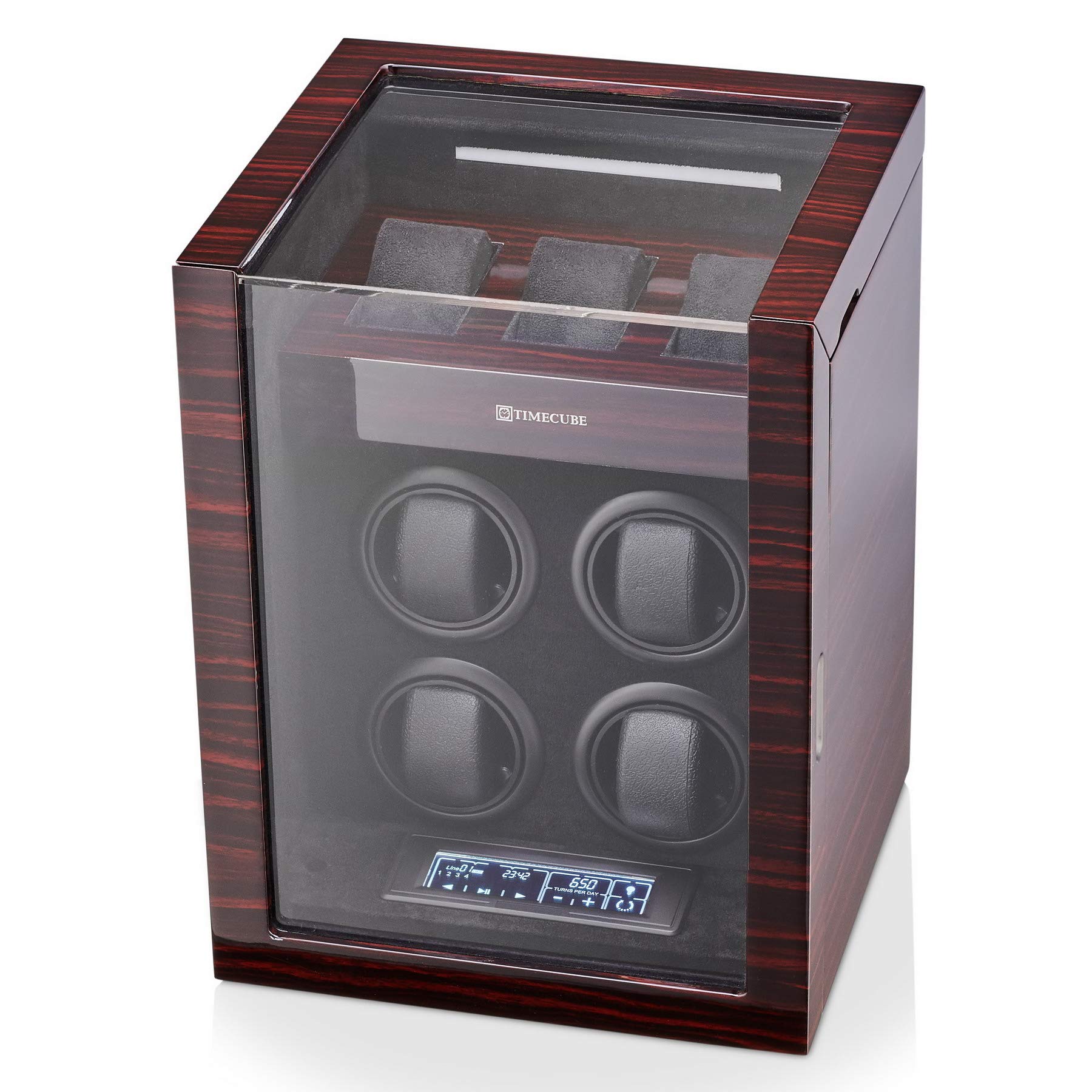 Premium Automatic Watch Winder for 4 Watches - 15 Customizable Winding Programs & 3 Storage Slots - Perfect for Automatic Watch Collection, Display, and Maintenance