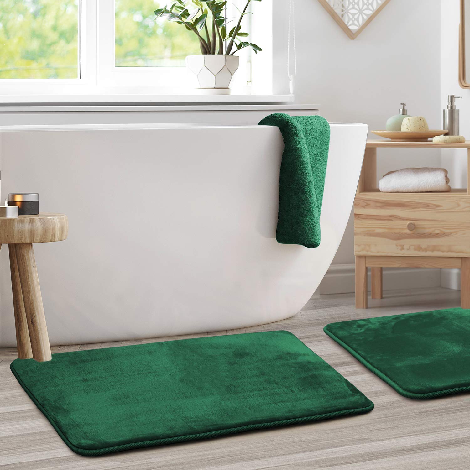 Clara Clark Memory Foam Bath Mat Set of 2 - Ultra Soft Non-Slip Bathroom Rug, Super Absorbent & Fast Drying, Machine Washable (20
