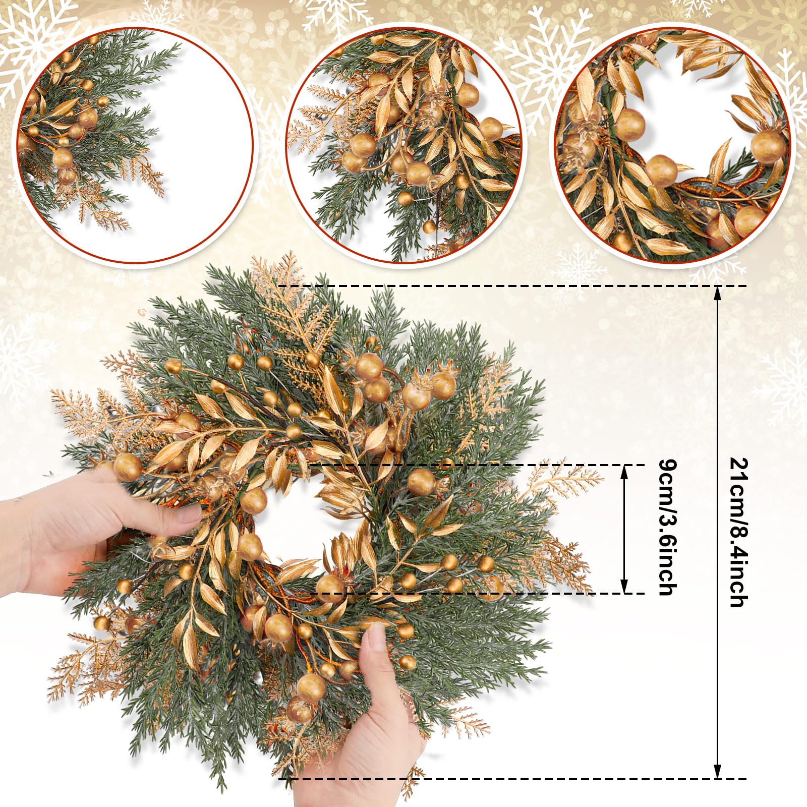 Christmas Candle Rings Wreaths - 6 Pack Artificial Berry Garland Pillar Candle Rings for Table Centerpiece, Kitchen Cabinet Decor, Holiday Home Decor - Perfect for Christmas Dinner, Mantel Decorations and Festive Party Decor