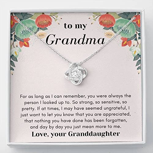 Grandma Necklace - Love Knot Jewelry Gift for Grandmother with Card & Box | Birthday & Special Occasions