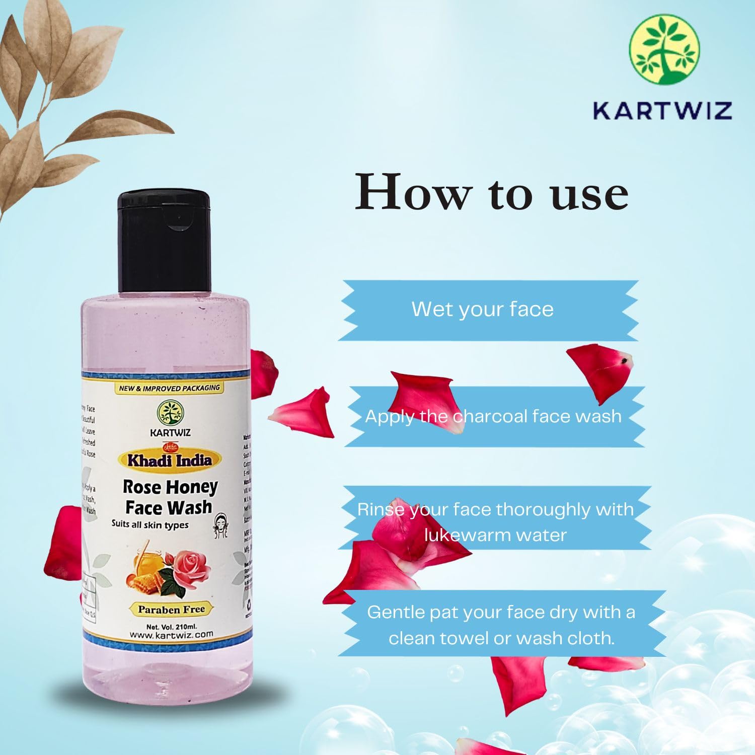 Herbigiri Herbal Rose Honey Face Wash - Paraben Free, Natural & Gentle Cleanser for Glowing Skin - Perfect for Daily Skincare Routine & Sensitive Skin Care