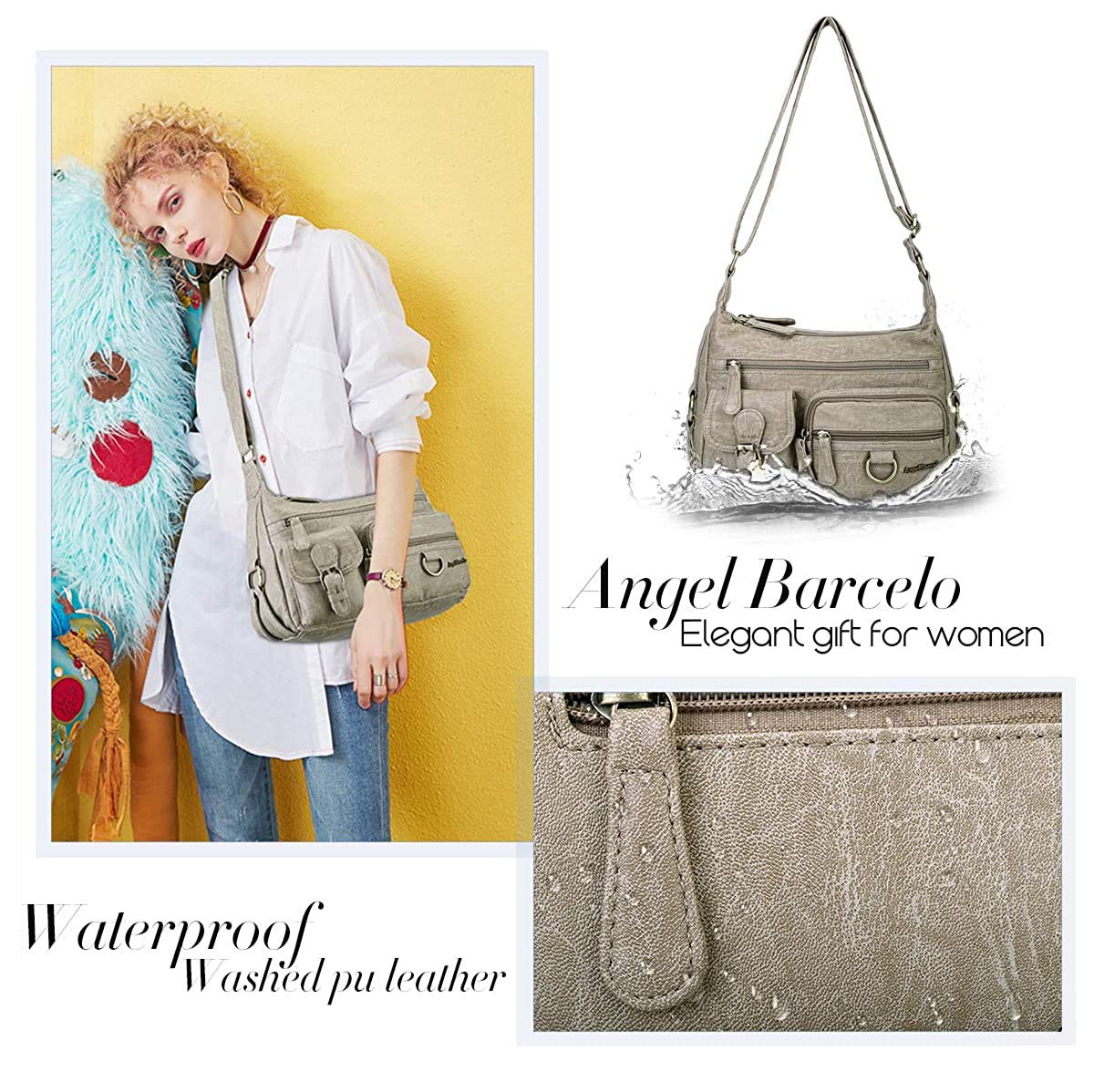 Angel Barcelo Crossbody Bag - Women's PU Leather Purse for Daily Use & Travel