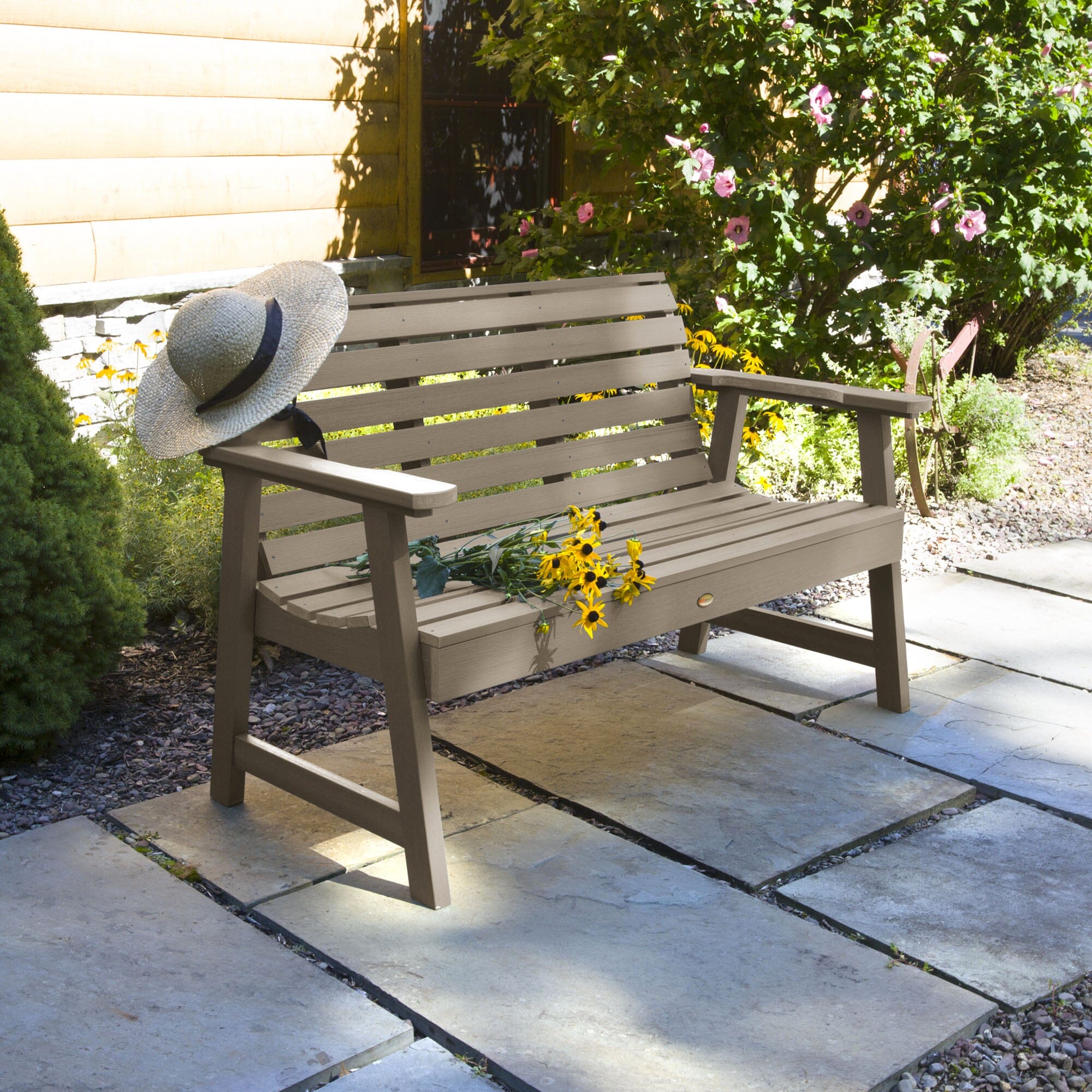 Weatherly 4ft Garden Bench - Outdoor Patio Furniture for Backyard, Porch, and Garden Seating - Durable & Weather-Resistant Wooden Bench
