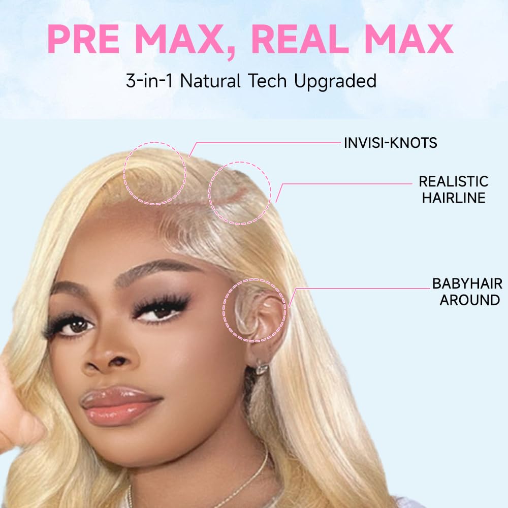 30 Inch 613 Blonde Human Hair Lace Front Wig - 13x6 HD Lace Frontal, 200% Density, Pre-Plucked Body Wave, Glueless Design for Daily Wear & Special Occasions