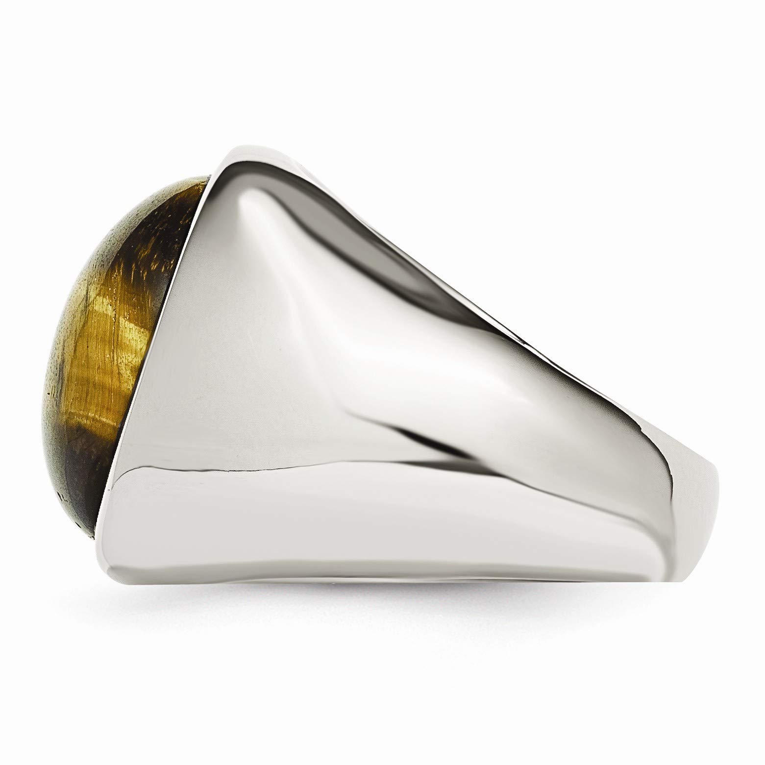 The Black Bow Men's Large 20mm Stainless Steel Tiger's Eye Tapered Ring - Perfect for Casual Wear, Gifts, and Special Occasions